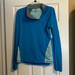 Lucy women’s blue long sleeve quarter zip activewear shirt size medium